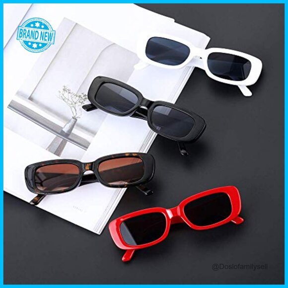 Retro Rectangle Sunglasses Set 12 Pack Y2K Trendy UV Protection Party Wear main image 5